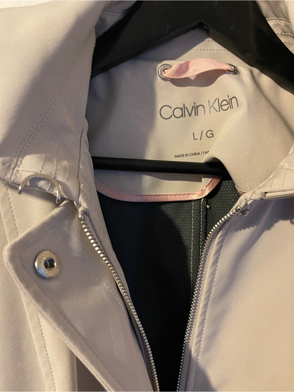 Calvin Klein Beige Softshell Belted Trench Coat Detachable Hood L - Picture 6 of 12